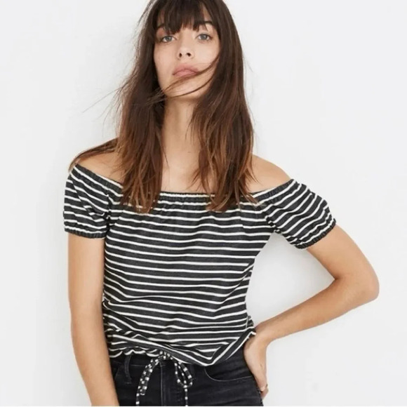 MADEWELL Striped Melody Off the‎ Shoulder Top - Picture 1 of 9